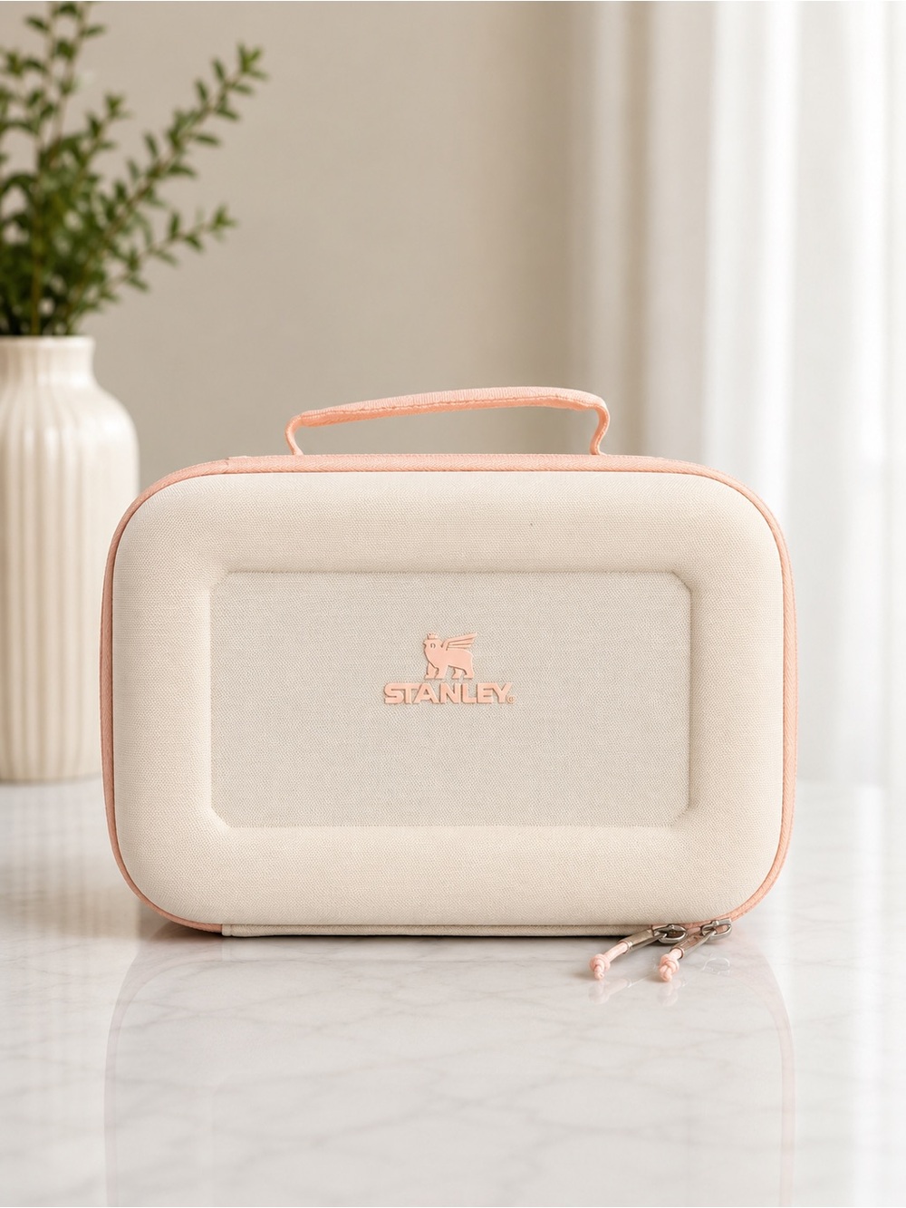 Stanley Cream Travel Case with Blush Pink Trim